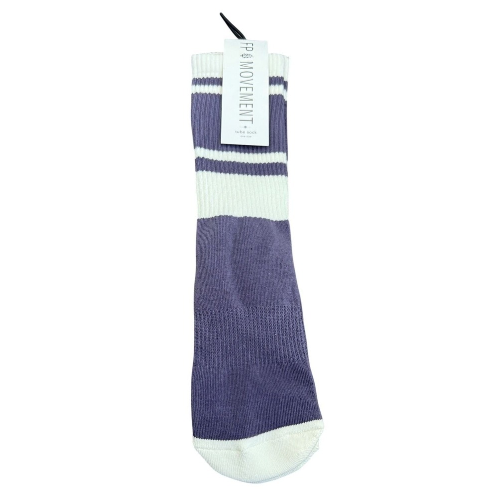 Free People FP Movement Tube Sock Womens OS Purple NWT Striped Lucky Honey Crew
